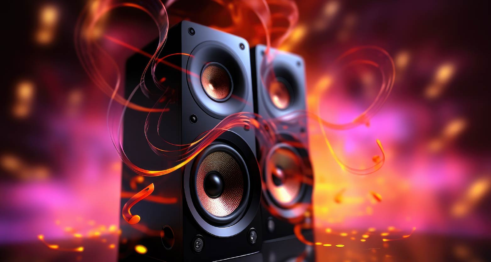 Ilustração de caixa de som emitindo música