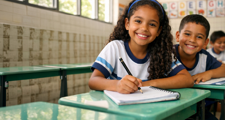 Imagem de estudantes em sala de aula