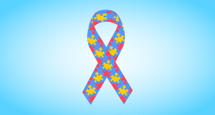 Imagem com laço colorido, símbolo do autismo