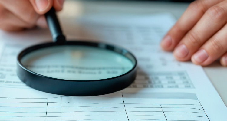 Imagem de pessoa investigando documento com lupa