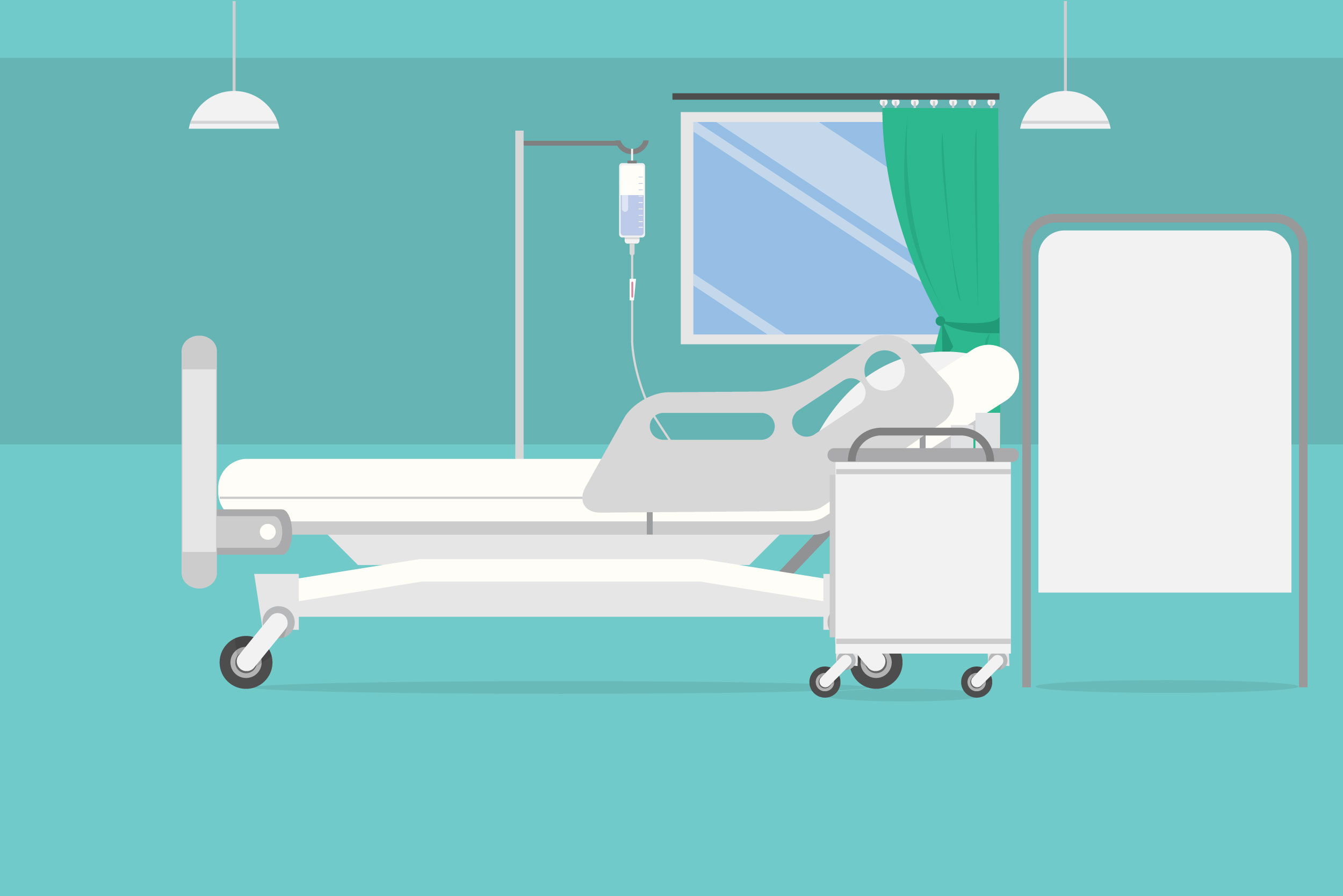 Ilustração mostra leito de hospital