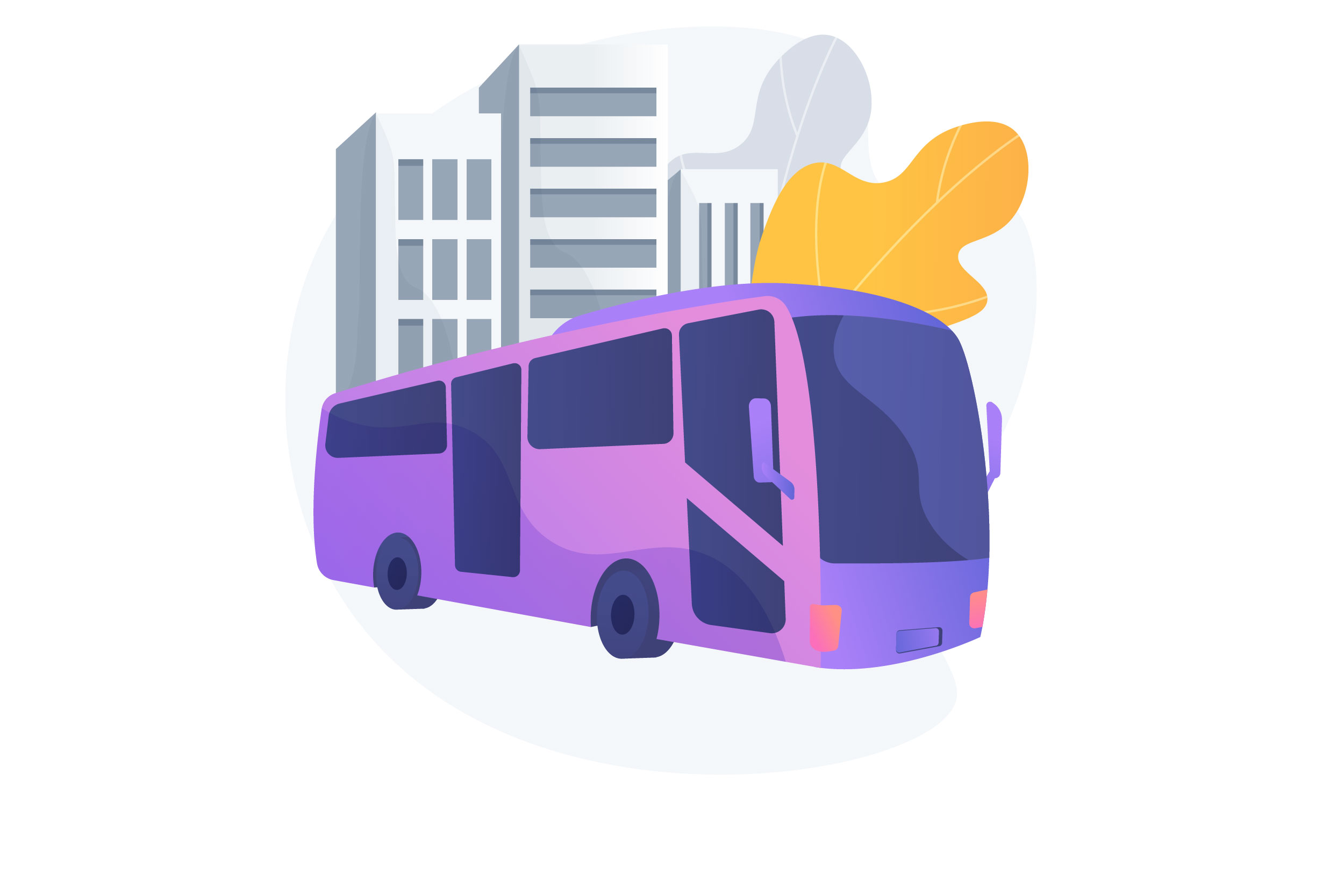 Ilustração de ônibus em tons de azul