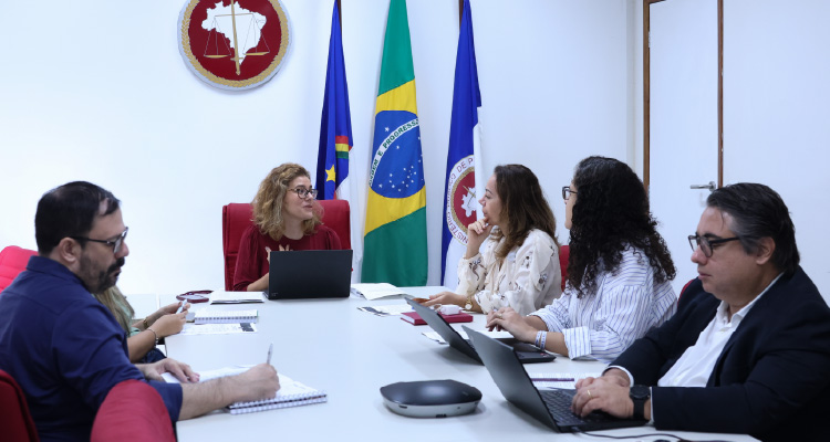 Foto dos participantes da reunião em volta da mesa