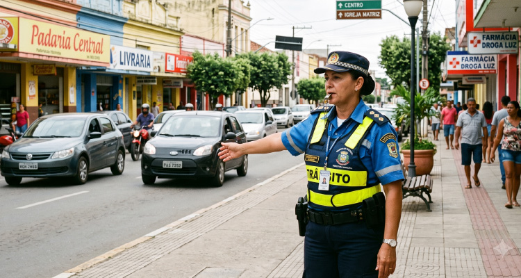 Imagem de mulher guarda de trânsito trabalhando em rua