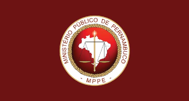 Brasão do MPPE aplicado sobre fundo vermelho