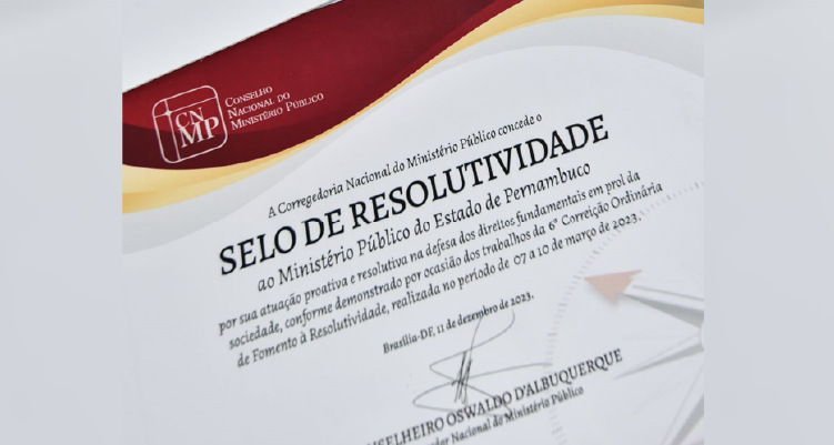 Fotografia do diploma do Selo de Resolutividade