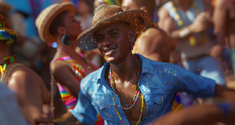 Imagem de homem negro se divertindo na multidão
