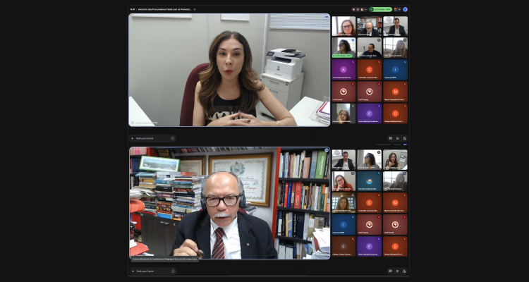 Imagem do print da tela da reunião virtual com fotos dos participantes